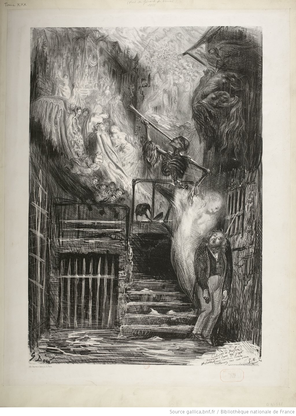 Allégorie sur la mort de Gérard de Nerval, estampe par Gustave Doré